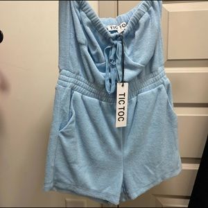 Terry cloth baby blue romper